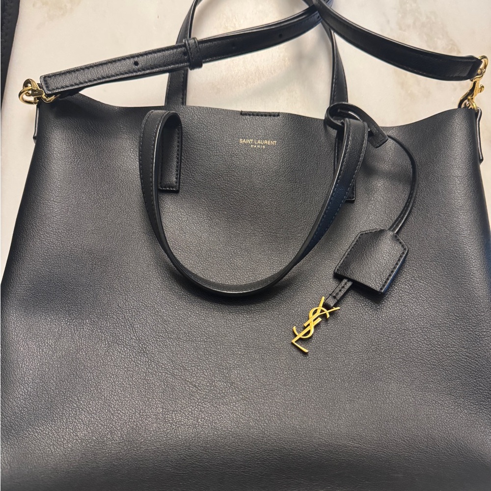 Saint Laurent Black Tote with Gold Details